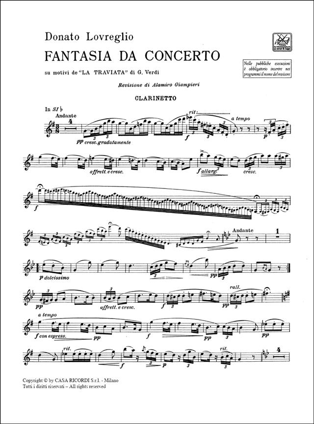 Fantasia da concerto su motivi della Traviata - Per clarinetto e pianoforte - klarinet a klavír